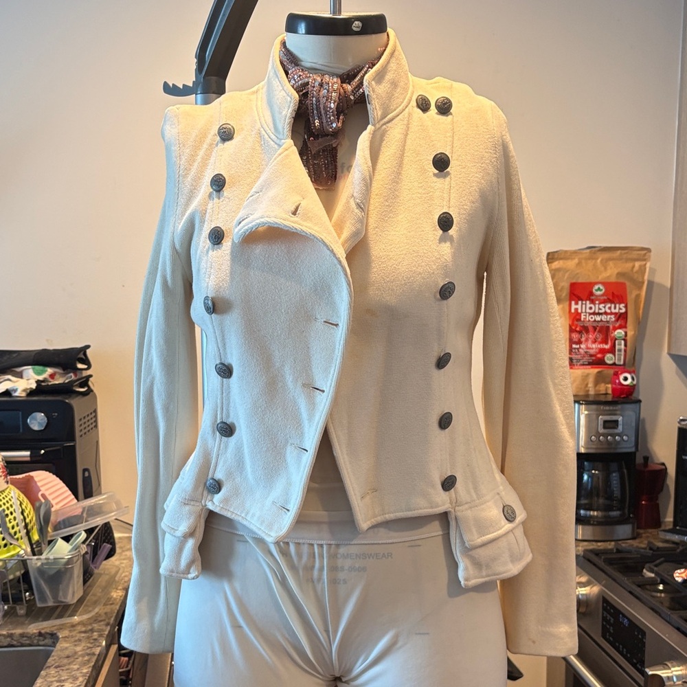 Free People Cream Buttoned Blazer